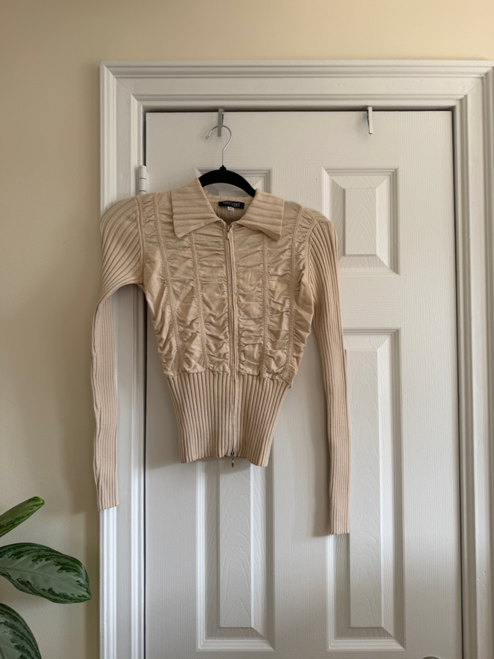 Exposure NY Vintage 90s y2k Ribbed Zip-Front Knit Cardigan Jacket, S